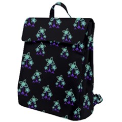 Dark Floral Drawing Print Pattern Flap Top Backpack