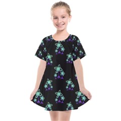 Dark Floral Drawing Print Pattern Kids  Smock Dress by dflcprintsclothing