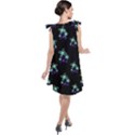 Dark Floral Drawing Print Pattern Tie Up Tunic Dress View2