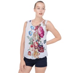 Les Fleurs Artificielles - Vintage Design Bubble Hem Chiffon Tank Top