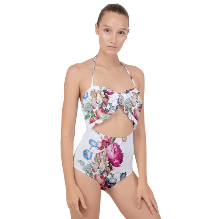 les Fleurs Artificielles - Vintage Design Scallop Top Cut Out Swimsuit