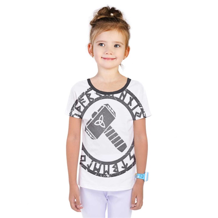 Thor Hammer with Runes Valhalla Tristella Viking Norse Mythology Mjolnir  Kids  One Piece Tee