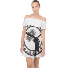 Thor Hammer With Runes Valhalla Tristella Viking Norse Mythology Mjolnir  Off Shoulder Chiffon Dress by snek