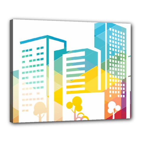 Silhouette Cityscape Building Icon Color City Canvas 20  X 16  (stretched) by Sudhe