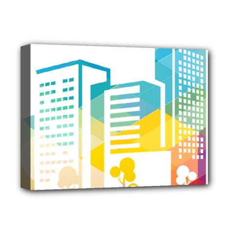 Silhouette Cityscape Building Icon Color City Deluxe Canvas 16  X 12  (stretched)  by Sudhe