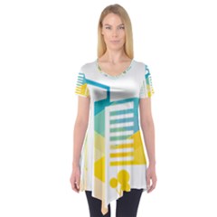 Silhouette Cityscape Building Icon Color City Short Sleeve Tunic  by Sudhe