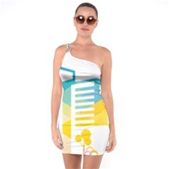 Silhouette Cityscape Building Icon Color City One Soulder Bodycon Dress by Sudhe