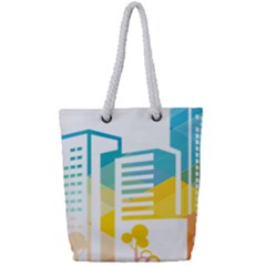 Silhouette Cityscape Building Icon Color City Full Print Rope Handle Tote (small) by Sudhe