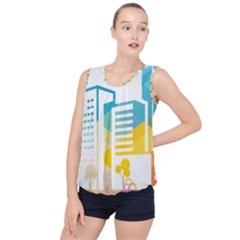 Silhouette Cityscape Building Icon Color City Bubble Hem Chiffon Tank Top by Sudhe