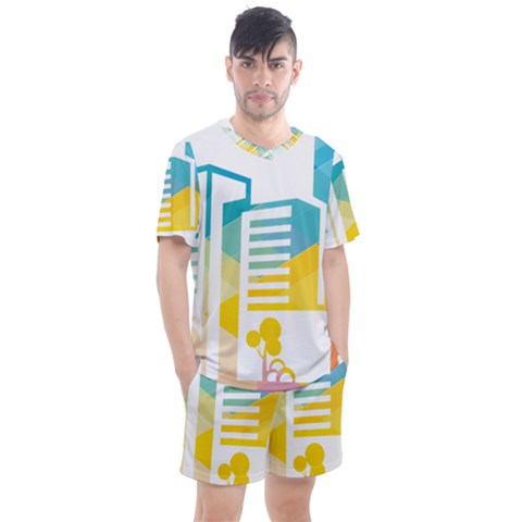 Silhouette Cityscape Building Icon Color City Men s Mesh Tee And Shorts Set by Sudhe