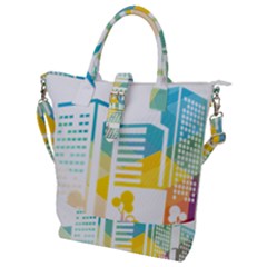 Silhouette Cityscape Building Icon Color City Buckle Top Tote Bag by Sudhe