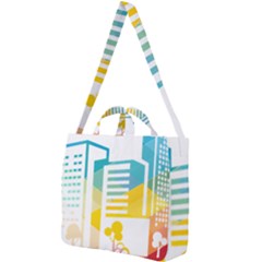 Silhouette Cityscape Building Icon Color City Square Shoulder Tote Bag by Sudhe