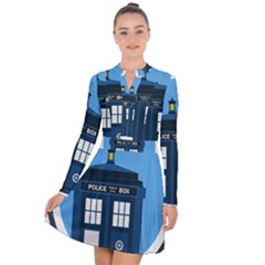 Doctor Who Tardis Long Sleeve Panel Dress by Sudhe