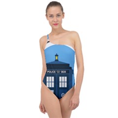 Doctor Who Tardis Classic One Shoulder Swimsuit by Sudhe