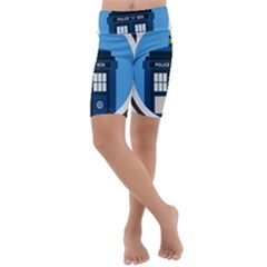 Doctor Who Tardis Kids  Lightweight Velour Cropped Yoga Leggings by Sudhe