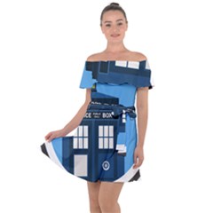 Doctor Who Tardis Off Shoulder Velour Dress by Sudhe