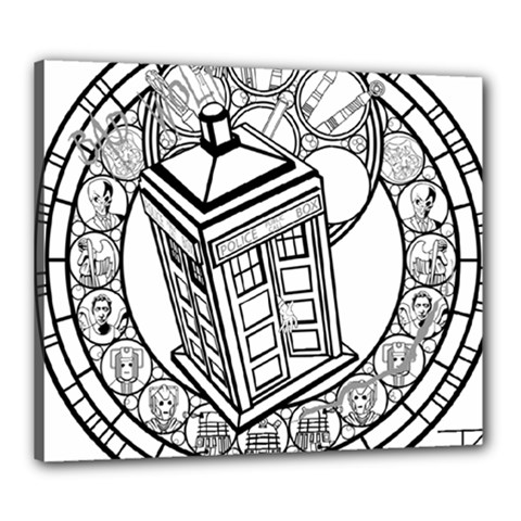 Bad Wolf Tardis Art Drawing Doctor Who Canvas 24  X 20  (stretched) by Sudhe