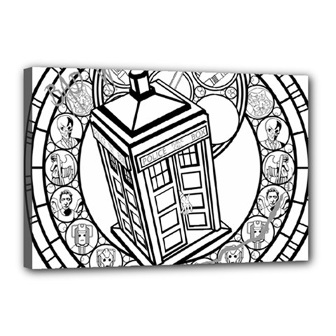 Bad Wolf Tardis Art Drawing Doctor Who Canvas 18  X 12  (stretched) by Sudhe