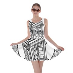 Bad Wolf Tardis Art Drawing Doctor Who Skater Dress by Sudhe