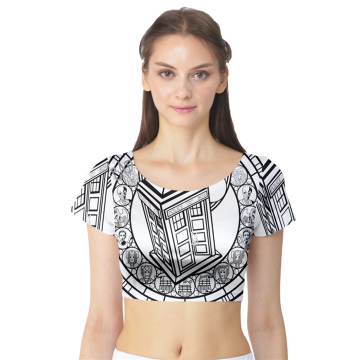 Bad Wolf Tardis Art Drawing Doctor Who Short Sleeve Crop Top