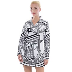 Bad Wolf Tardis Art Drawing Doctor Who Women s Hoodie Dress by Sudhe