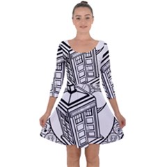 Bad Wolf Tardis Art Drawing Doctor Who Quarter Sleeve Skater Dress by Sudhe