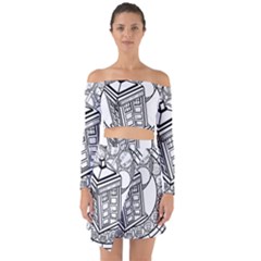 Bad Wolf Tardis Art Drawing Doctor Who Off Shoulder Top With Skirt Set by Sudhe