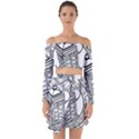 Bad Wolf Tardis Art Drawing Doctor Who Off Shoulder Top with Skirt Set View1