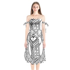 Bad Wolf Tardis Art Drawing Doctor Who Shoulder Tie Bardot Midi Dress by Sudhe