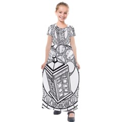 Bad Wolf Tardis Art Drawing Doctor Who Kids  Short Sleeve Maxi Dress by Sudhe