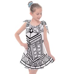 Bad Wolf Tardis Art Drawing Doctor Who Kids  Tie Up Tunic Dress by Sudhe