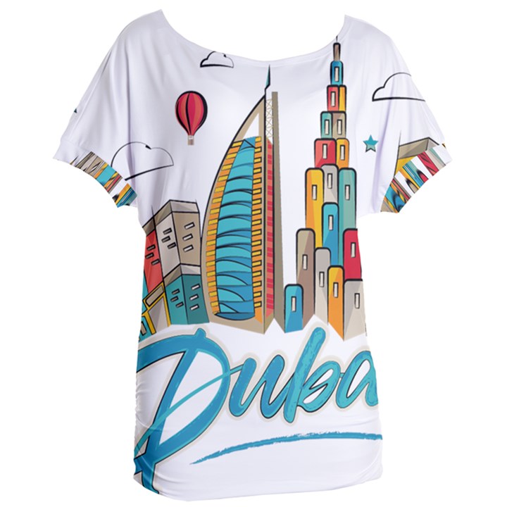 Burj Khalifa Skyline Clip Art Drawing Comic World Women s Oversized Tee