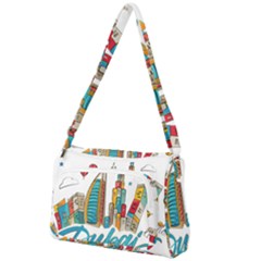 Burj Khalifa Skyline Clip Art Drawing Comic World Front Pocket Crossbody Bag by Sudhe