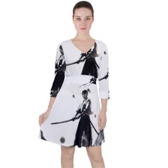 Japan Samurai Drawing   Warrior Ruffle Dress by Sudhe