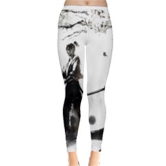 Japan Samurai Drawing   Warrior Inside Out Leggings by Sudhe