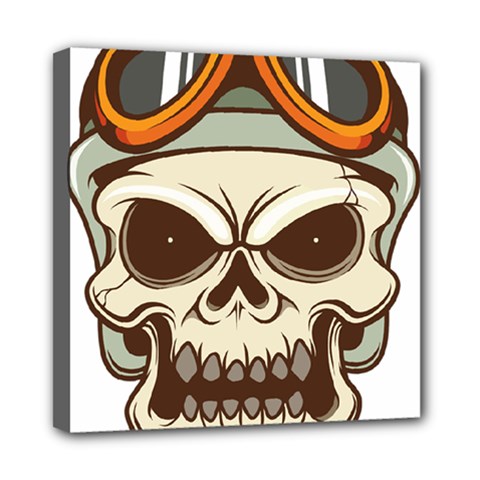 Motorcycle Helmet Skull Clip Art Cranial Skeleton Mini Canvas 8  X 8  (stretched) by Sudhe