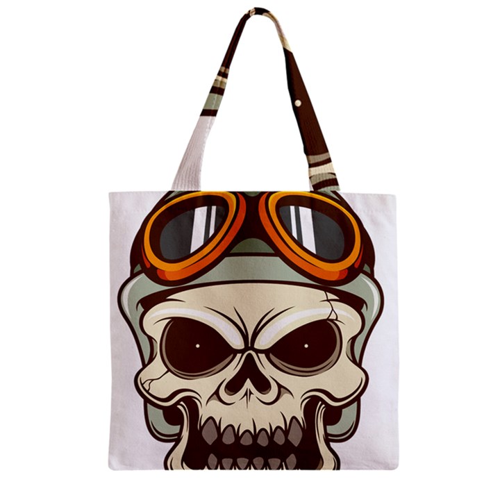 Motorcycle Helmet Skull Clip Art Cranial Skeleton Zipper Grocery Tote Bag