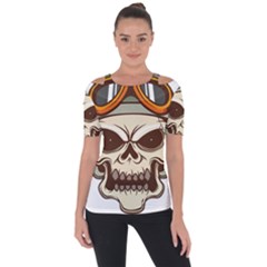 Motorcycle Helmet Skull Clip Art Cranial Skeleton Shoulder Cut Out Short Sleeve Top by Sudhe