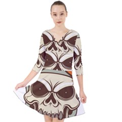 Motorcycle Helmet Skull Clip Art Cranial Skeleton Quarter Sleeve Front Wrap Dress by Sudhe