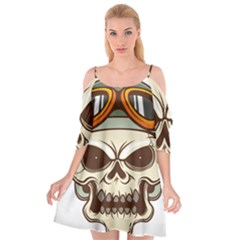 Motorcycle Helmet Skull Clip Art Cranial Skeleton Cutout Spaghetti Strap Chiffon Dress by Sudhe