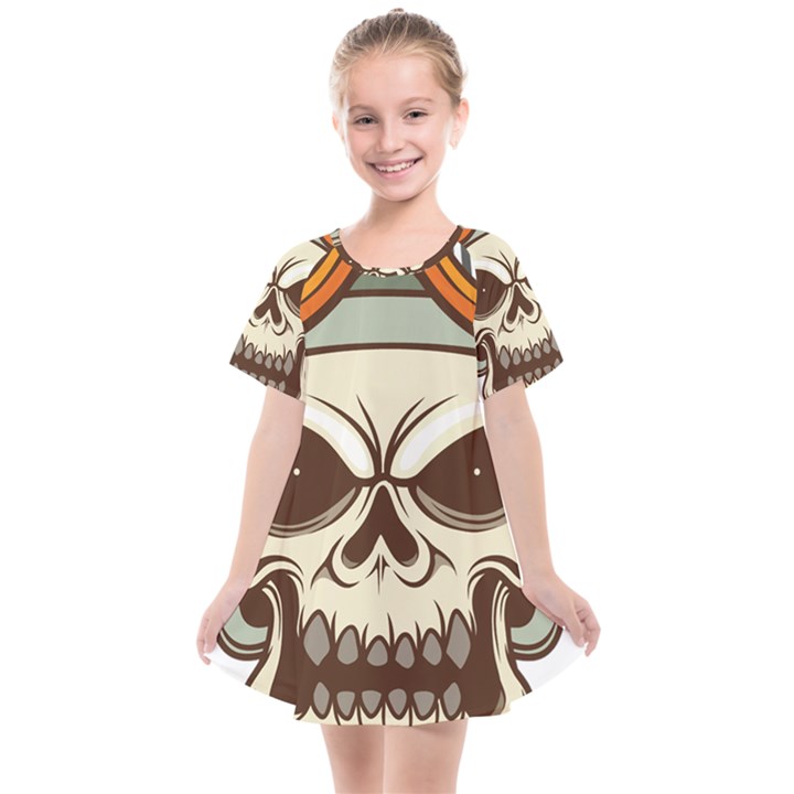 Motorcycle Helmet Skull Clip Art Cranial Skeleton Kids  Smock Dress