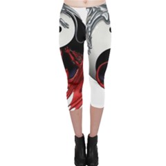 Yin And Yang Chinese Dragon Capri Leggings  by Sudhe