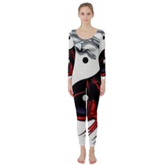 Yin And Yang Chinese Dragon Long Sleeve Catsuit by Sudhe