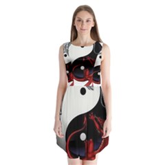 Yin And Yang Chinese Dragon Sleeveless Chiffon Dress   by Sudhe