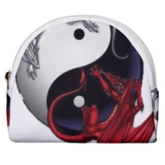 Yin And Yang Chinese Dragon Horseshoe Style Canvas Pouch by Sudhe