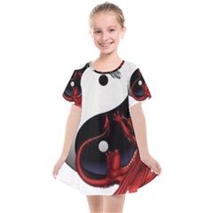 Yin And Yang Chinese Dragon Kids  Smock Dress by Sudhe