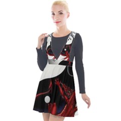 Yin And Yang Chinese Dragon Plunge Pinafore Velour Dress by Sudhe