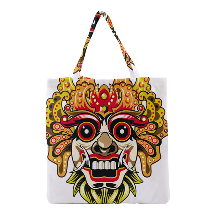 Bali Barong Mask Euclidean Vector Chiefs Face Grocery Tote Bag