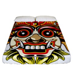 Bali Barong Mask Euclidean Vector Chiefs Face Fitted Sheet (queen Size) by Sudhe