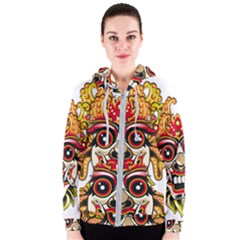 Bali Barong Mask Euclidean Vector Chiefs Face Women s Zipper Hoodie by Sudhe